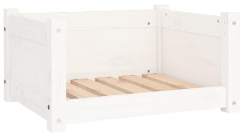 vidaXL Hundebett Weiß 55,5x45,5x28cm Massivholz Kiefer Hundekorb Hundesofa