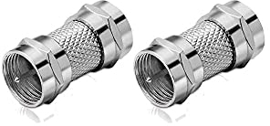 conecto F-Verbinder, F-Kupplung, F-Stecker auf, Adapter zur Verlängerung von Antennen-Kabel/Koaxial-Kabel, 2er Set, SA-CC50825-SET2, Nickel
