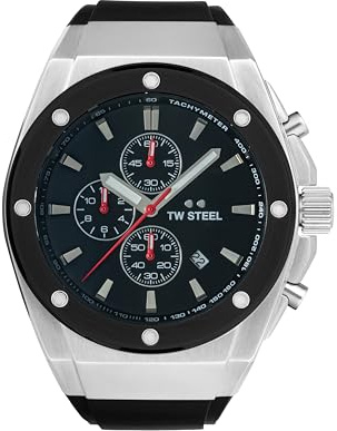 TW Steel CEO Tech Herren 44mm Quarzchronographenuhr mit braunem Lederarmband