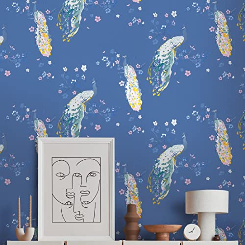 Livingwalls House of Turnowsky 389063 Bird Wallpaper Blue Pink Floral Non-Woven Wallpaper 10.05 m x 0.53 m Made in Germany