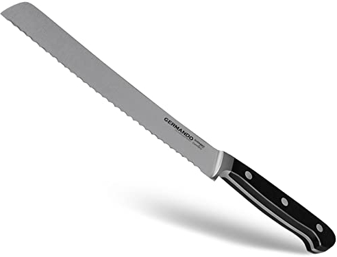 Brotmesser Solingen mit Wellenschliff Made in Germany Universalmesser Geschmiedet Allzweckmesser Küchenmesser aus Rostfreiem Edelstahl Messer zum Schneiden von Brot, Brötchen und Baguettes 32,5 cm
