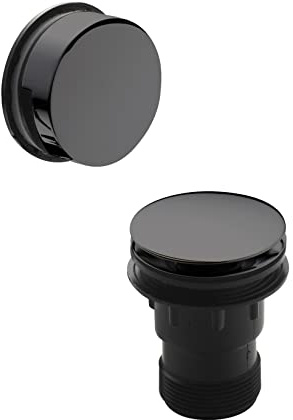 nuie E727 Wastes Modern Bathroom Click Clack Bath Waste with Easyclean Removable Grid, 70mm, Brushed Gun Metal