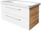 FACKELMANN Milano Badmöbel Set 2 Teile – Waschtisch mit Unterschrank fürs Bad – Waschbeckenunterschrank mit Schubladen in Weiß mit Holz braun – Badschrank hängend – 100 cm breit