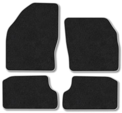 Ford Focus (2005-2011) [MK2] Car Mats Accessories Tailored Fit Carpet Floor Mats Non Slip Grey Trim Accessory Compatible Front Rear Set Anti Slip Full Coverage Granulated Backing Hand-Finished