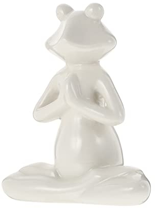 Yardenfun Keramik Yoga Frosch Statue Weiß 4x2x5 Zoll Dekoration Für Büro Und Wohnraum Kreative Meditationsfigur