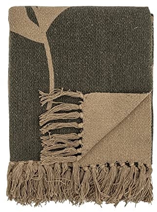 Bloomingville Hochwertige Tagesdecke 160 x 130 cm – Vielseitige Kuscheldecke aus recycelter Baumwolle, ideal als Sofadecke oder für Bett und Garten, kuschelig weich und pflegeleicht (Dunkelbraun)