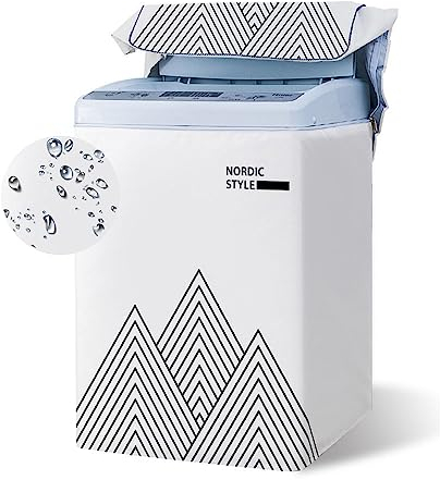 Odot Funda Lavadora de Carga Superior Funda, Lavadora Exterior Impermeable con Cremallera para Lavadora y Secadora de Carga Superior (Blanco,L Capacidad 6,8-8 kg)
