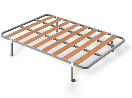 HOGAR24 ES | Sommier Basic | Lattes en Bois de Chopo | Structure en Tube d'acier 30 x 30 mm | Comprend Un Ensemble de Pieds de 32 cm avec Pince | Dimensions : 120 x 190 cm