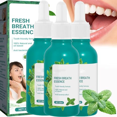 3 Pcs Fresh Breath Oral Care Essence, Fresh Breath Oral Care Clean Teeth Gel, Natural Breath Freshening Drops, Long Lasting Fresh Breath, Minty Taste, Easy to Carry
