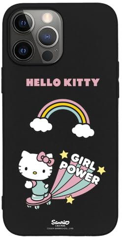 Personalaizer Black Flexible Case Compatible for iPhone 15 Pro MAX Girl Power Hello Kitty
