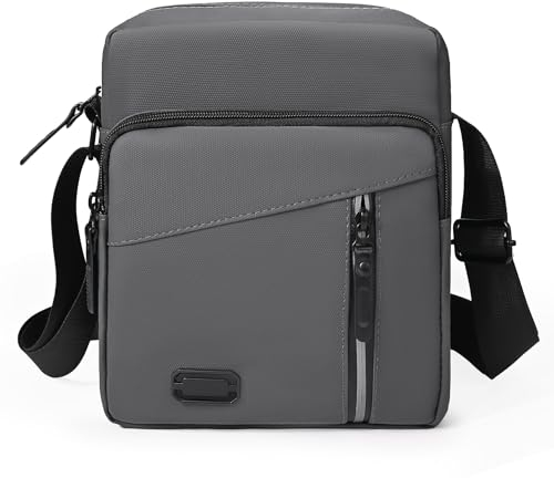 Wasarmir Umhängetasche Herren, Wasserdichte Schultertasche Herrentasche Zum Umhängen, Klein Handytasche Crossbody Bag Seitentasche Kuriertasche Männer Tasche für Tägliches, Grau