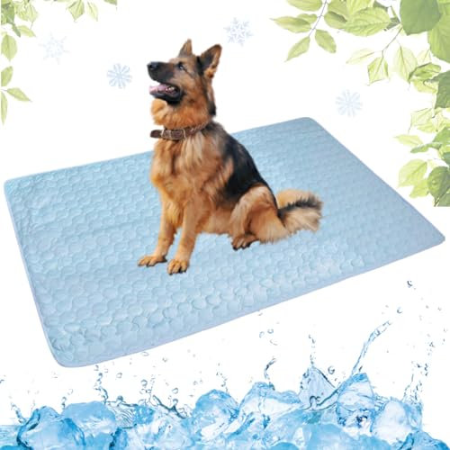 LEZUAN Cooling Mat for Dogs and Cat, Heat Relief Pet Cooling Mat for Crates, Kennels and Beds - Portable and Washable(Light Blue,70x100cm)