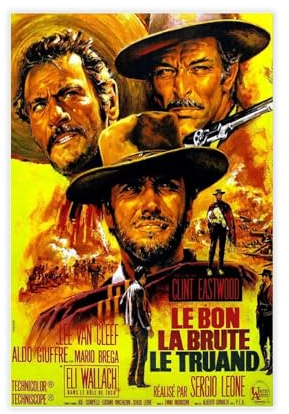 NWGACS Clint Eastwood Filmposter auf Leinwand, Motiv: The Good The Bad And The Ugly, Schlafzimmer-Dekor, Sportlandschaft, Büro, Raumdekoration, Geschenk, ungerahmt, 40 x 60 cm