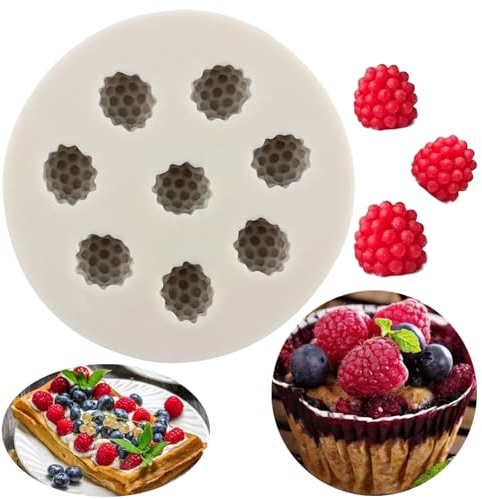 MINFEIDMS Moules en silicone framboise pour fondant, pâte à sucre, chocolat, bonbons, décoration de cupcakes, argile polymère