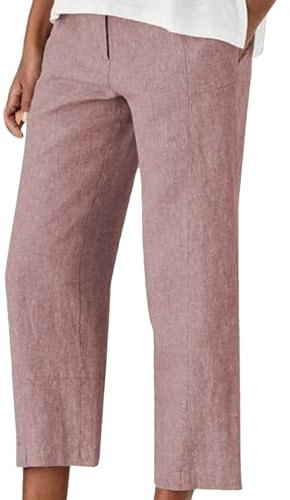 Pantaloni da donna neri eleganti gamba dritta donna casual moda sottile cotone pantaloni tinta unita vita alta Harlan pantaloni casual pantaloni leggings in vinile con chiusura lampo, Colore: rosa.,