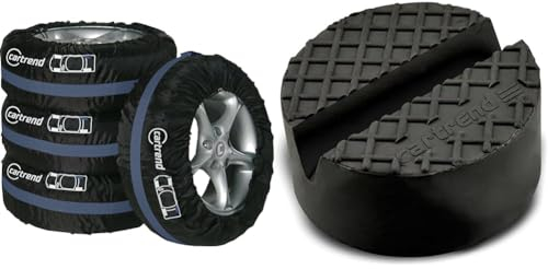 cartrend Reifentaschen-Set, Reifenschutzhülle & Universelle Gummiauflage für Wagenheber und Hebebühnen, 700 kg