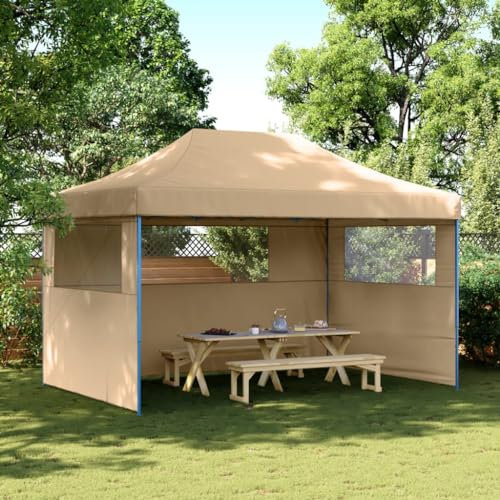 Gecheer Tenda da Festa Pieghevole Pop-Up con 3 Pareti,Gazebo da Esterno,Gazebo Pieghevole,Tendone,Parasole,Gazebo Pergola,Padiglione da Giardino,Tenda per Feste,Gazebo per Barbecue,Beige