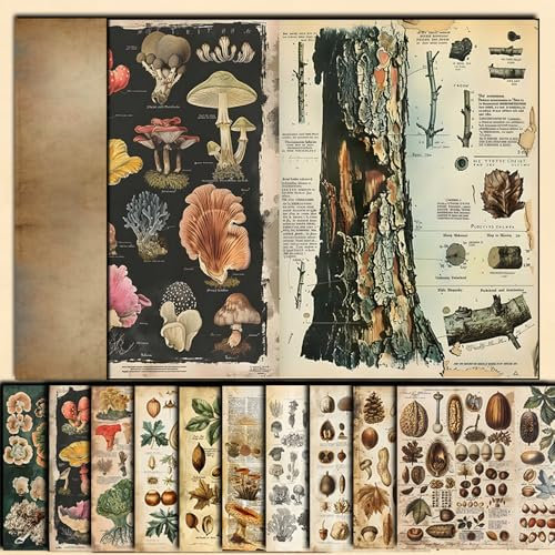 Scrapbook Vintage Style gemustertes dekoratives Papier Journaling Supplies für die Herstellung von Junk Magazine dekorative Karten Album Hintergründe Stempel (T4-10 Stück, 14X20CM)