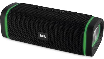 iTek I58092BLK Vibes Wireless Bluetooth Speaker with 12 Multi-coloured LED Light Modes, AUX-In, USB, TWS Capability and Automatic Shut-Off, 10W, Black