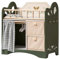 ROBUD Puppenbett Holz, Spielzeug Puppen Bett mit Kleiderschrank, Bettwäsche, Stauraum & Haken, Puppenbett für Puppen bis 53 cm, Geschenke für Mädchen ab 3 Jahren (Grün)