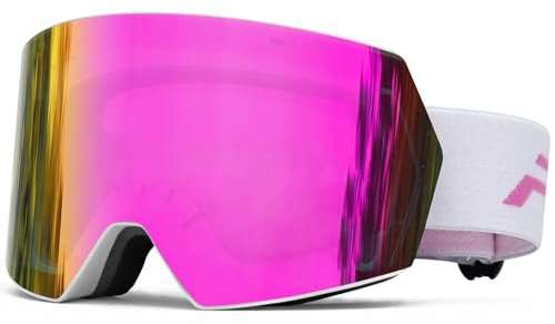 FMY OTG Ski Goggles,Snowboard Goggles for Men,Women & Youth Anti Fog | UV Protection Wide Vision Helmet Compatibility, Over Glasses Ski Goggles for Skiing, Snowboarding, Snowmobile, Hiking