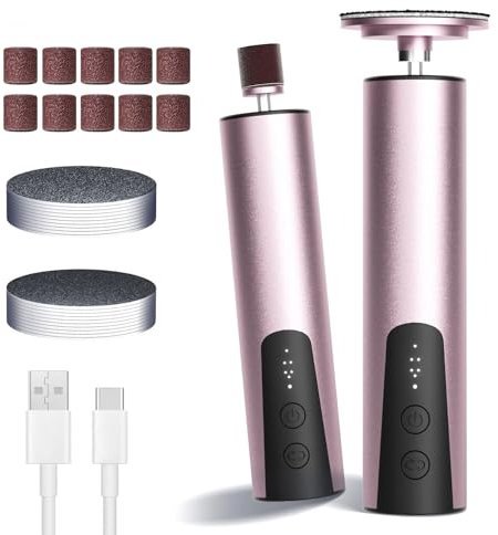 Blumacht Hornhautentferner Elektrisch, Hornhaut Entfernen Fuß Wiederaufladbar 6 Einstellbare Geschwindigkeit Elektrischer Hornhautentferner Fußpflegegerät Pediküre Set für Tote Harte Rissige Haut,Rosa