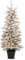 COSTWAY 4FT/5FT/6FT Artificial Pre-lit Christmas Tree, Snow Flocked Xmas Tree with 80/120/140 Warm White LED Lights and 8 Lighting Modes, Potted Pencil Seasonal Decoration Tree for Home Party (4FT)