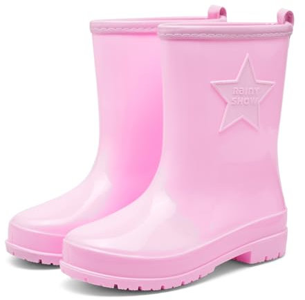 AONEGOLD Stivali da Pioggia in Gomma per Bambini Antiscivolo Impermeabili Stivali Resistente Comodi Rain Boot(Rosa,37-38 EU)