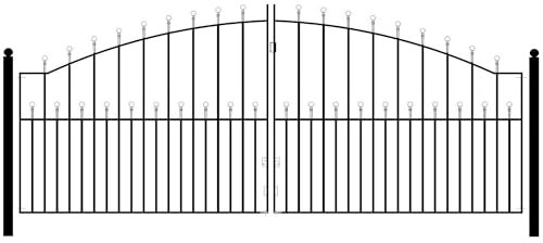Manor Ball Top Metal Arched Driveway Gates Galvanised Wrought Iron Dual Swing Gate (3048mm (10ft) Gap x 1220mm High MAZP19)