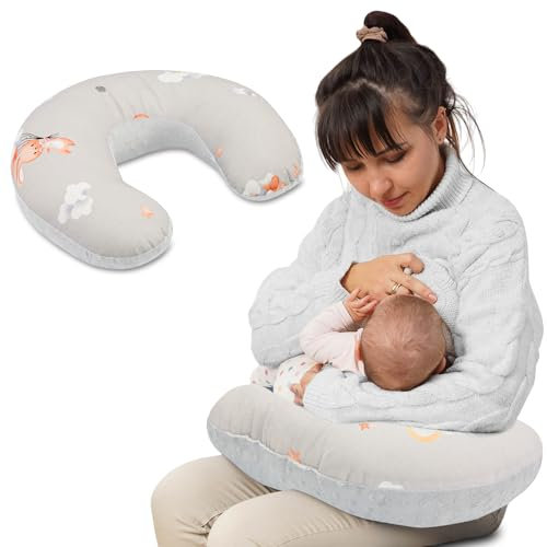 Totsy Baby Stillkissen klein Mond Minky 130 cm - Nursing und Breastfeeding Pillow Stillmond Stützkissen Stillhörnchen kleines Still Kissen und Lagerungskissen beim Stillen Kaninchen