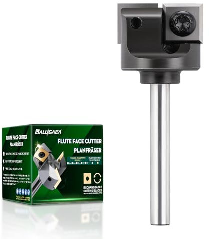 BALUGAEA Fresa para fresadoras superiores con vástago de 6 mm, diámetro de corte de 25,4 mm, con 2 cuchillas de metal duro de 12 x 12 mm, fresadora de bordes CNC para fresado, fresado de ranura y