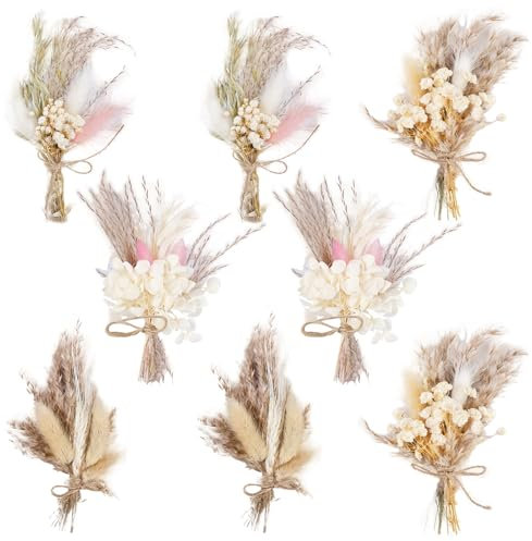 Bordeag Fleurs Séchées, Lot De 8 Mini Fleurs Séchées, Petites Fleurs Séchées Bouquets De Fleurs Séchées Paquets De Fleurs Séchées pour Cadre Photo, Bricolage, Décoration De Mariage, Fête À La Maison