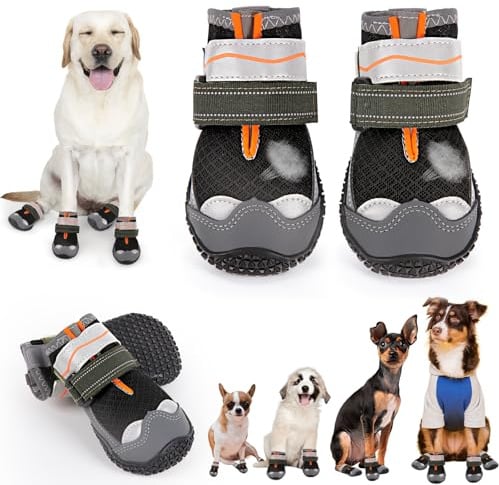 Scarpe per cani di taglia grande, piccola e media, stivali per cani e protezioni per zampe per evitare di leccare, stivaletti antiscivolo per cani con riflettente, per marciapiedi caldi estivi