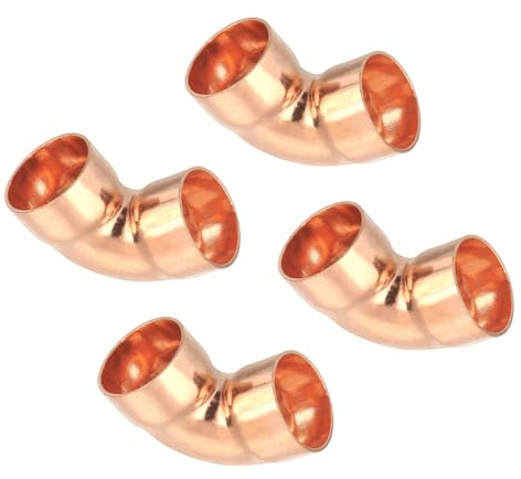 MACHSWON 4Pcs 25mm ID 1mm Thick 90 Degree Copper Elbow Short Turn Pipe Fitting Connector for Plumbing Refrigeration and Air Conditioning