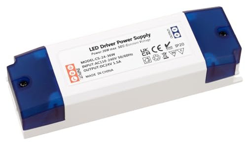 MEEKBOS LED Trafo LED Transformator 1-36W 24V 1.5A Treiber Netzteil, Trafo 230V Auf 24V DC, keine Mindestbelastung, kein Flimmern, kein Rauschen für MR11,G4,MR16,GU5.3 Birnen,Lichtstreifen