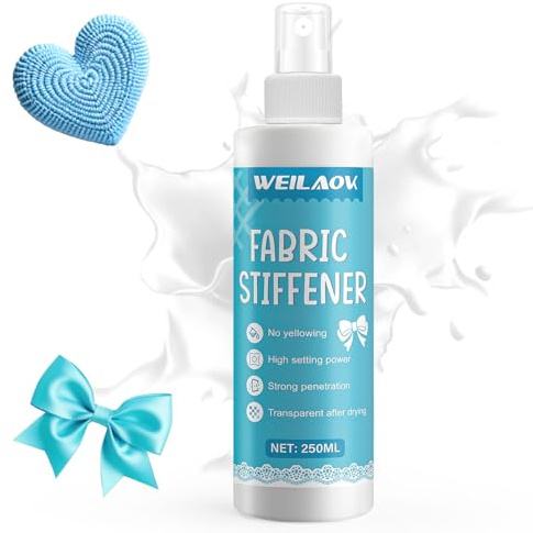 Fabric Stiffener, Fabric Stiffener Spray, Ransparent Stiffeners, 250ml | Tarch Spray for Stiffening Fabric, for Fabrics, Lace, Knitwear, Cotton, Wool, Denim, Silk, Linen