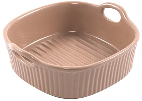 6.3 inch Household Ceramic Baking Tray (500 ml) Air Fryer Bowl, Special Bowl for Microwave Ovens, Double Ear Ceramic Baking Bowl, Salad, Dessert, Snacks (Coffee)
