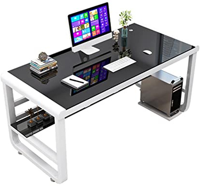 Computertisch, moderner Schreibtisch für Zuhause, Büro, gehärtetes Glas, Arbeitszimmer, Gaming, Schreibtisch, einfach zu montieren
