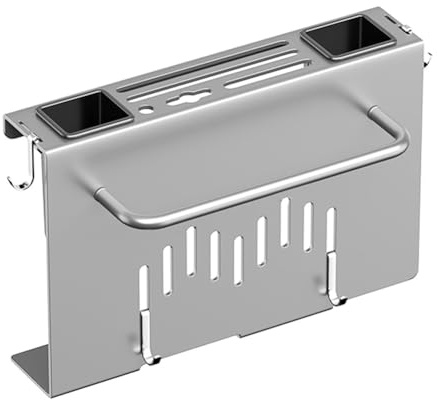 Bosiyrggrl Wall Mount Utensil Holder Kitchen Utensil Rack Multi-Use with Chopping Board Holder Grey
