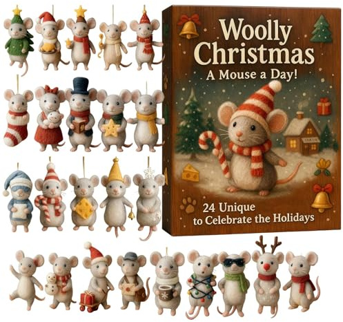 Mäuse Adventskalender 2025, 24 Tage Weihnachten Adventskalender Mit Niedlichen Mäuse Anhänger Adventskalenders, 2D Acryl Weihnachtskalender, Weihnachtsornament Advent calendars Countdown Kalender