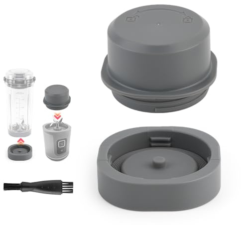 Klingenabdeckung und Behälter Deckel für Ninja Blast Tragbarer Mixer BC100 Series und BC151 Serie Zubehör, Auslaufsicher Ersatzdeckel, Spülmaschinenfest, Lebensmittelecht(Grau)