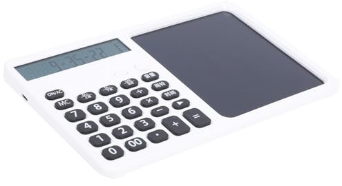 Fockety Taschenrechner, 12-stelliger, wiederaufladbarer, tragbarer Schreibtischrechner mit großem Display, 7-Zoll-Notizblock, großen Tasten, Sprachausgabe, Schreibtischzubehör (White)