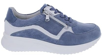 Waldläufer Sneaker K-Janka mit Fußbett zum Wechseln 617002-501-693, Nubukleder Kombi., Jeans/Weiß/Silber, Weite K Blau