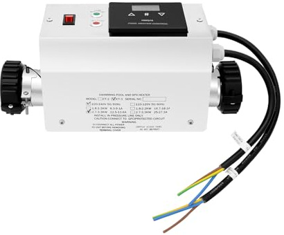 Poolheizung,Elektrische Poolheizung 3KW,Wasserthermostat mit Temperaturregelung,Elektrischer-Heizung,Spa Pool Heizer,Edelstahl Wassertemperaturregelung,Für Familienbäder, Hotels,Wellness Clubs