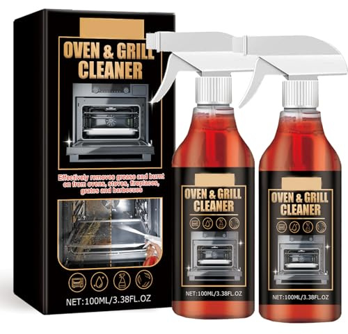 2pcs Oven Cleaner Heavy Duty Kitchen Degreaser Spray, Fast-Acting Oven and Grill Cleaner, Multi-Surface Powerful Grease Remover for Racks,Grills,BBQ,Air Fryers,100ml*2