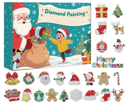 Calendrier Noël Décompte 24 Jours Jouet Peinture Figurine à Strass