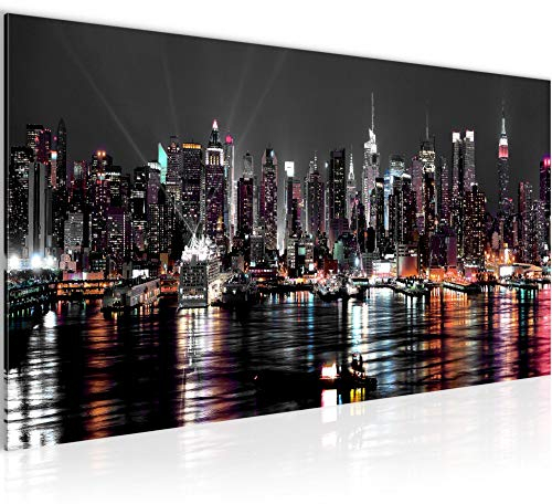 Runa Art Wandbild New York City 1 Teilig 100 x 40 cm Modern Bild auf Vlies Leinwand Stadt Skyline Wohnzimmer Büro Bunt 601912a