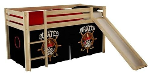 Lit Enfant avec Toboggan Pino Pirates II 90x200cm Naturel