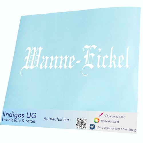 INDIGOS UG Auto Aufkleber Auto - 200x50 mm - Stadt Wanne - Eickel - weiß - Selbstklebender Sticker für Auto, Fenster, Bus oder LKW