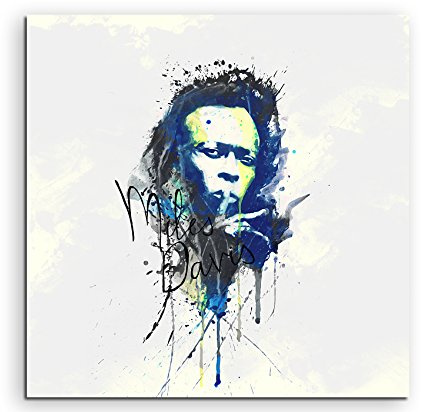 Paul Sinus Art Miles Davis 60x60cm Keilrahmenbild Kunstbild Aquarell Art Wandbild auf Leinwand fertig gerahmt Original Unikat